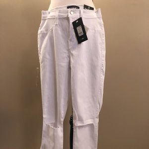 Fashion Nova Ripped Knee White Jeans